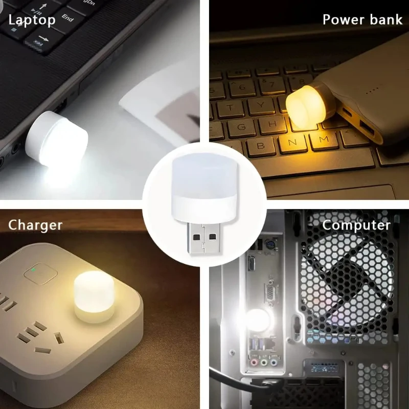 Laptop Accessories Light - Mini luz noturna usb, branco quente,