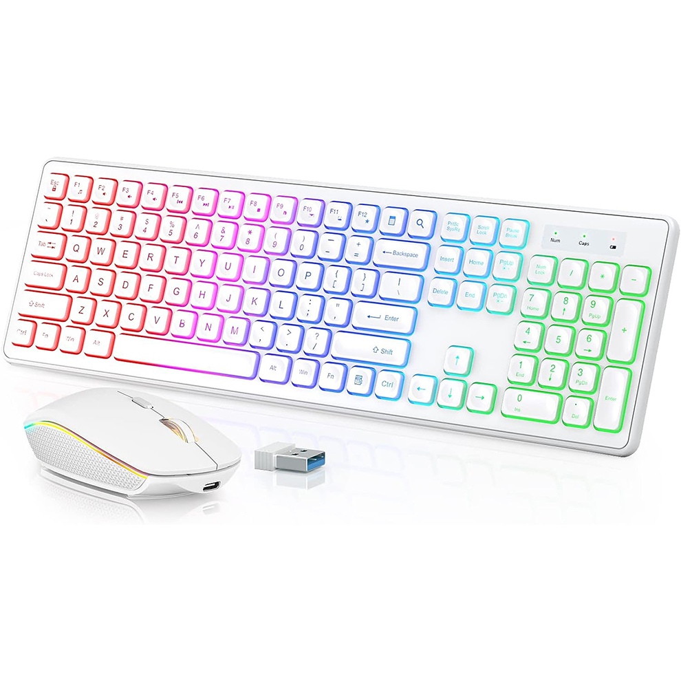 Laptop Accessories Combo - Teclado e mouse sem fio retroiluminados,