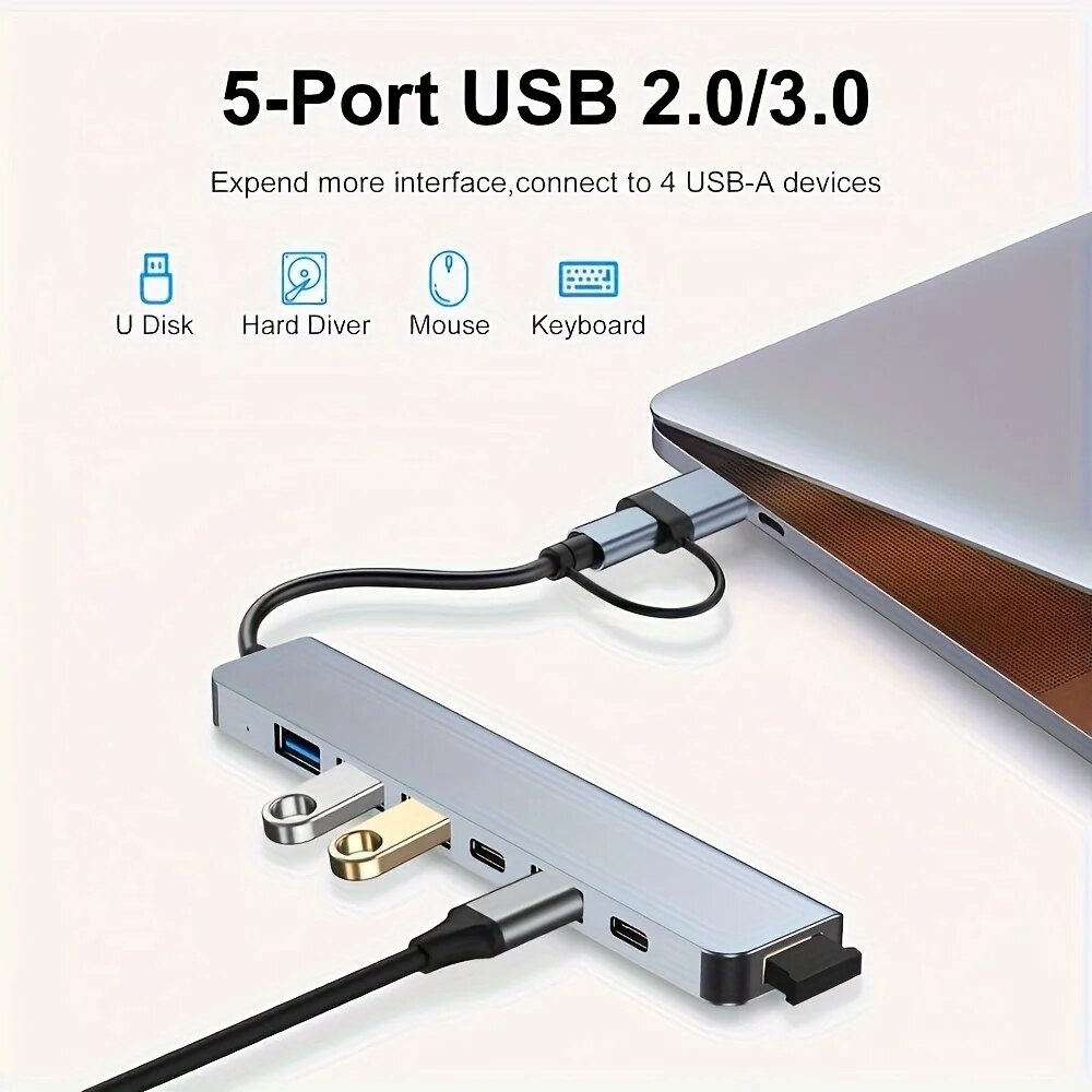 Hub USB3.0 2 em 1 com 7 Portas - Laptop Accessories And Gadgets avaliação e preço